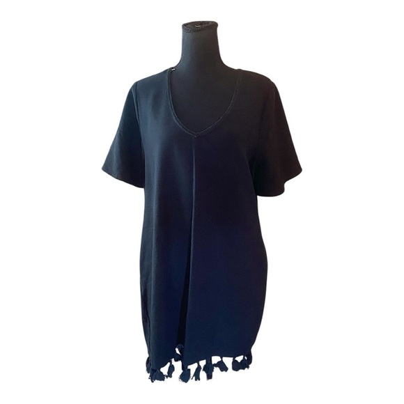 FATE Tassel Hem Black Shift Dress w/Pockets Womens Size Medium Dark Lolita Goth - Picture 4 of 10